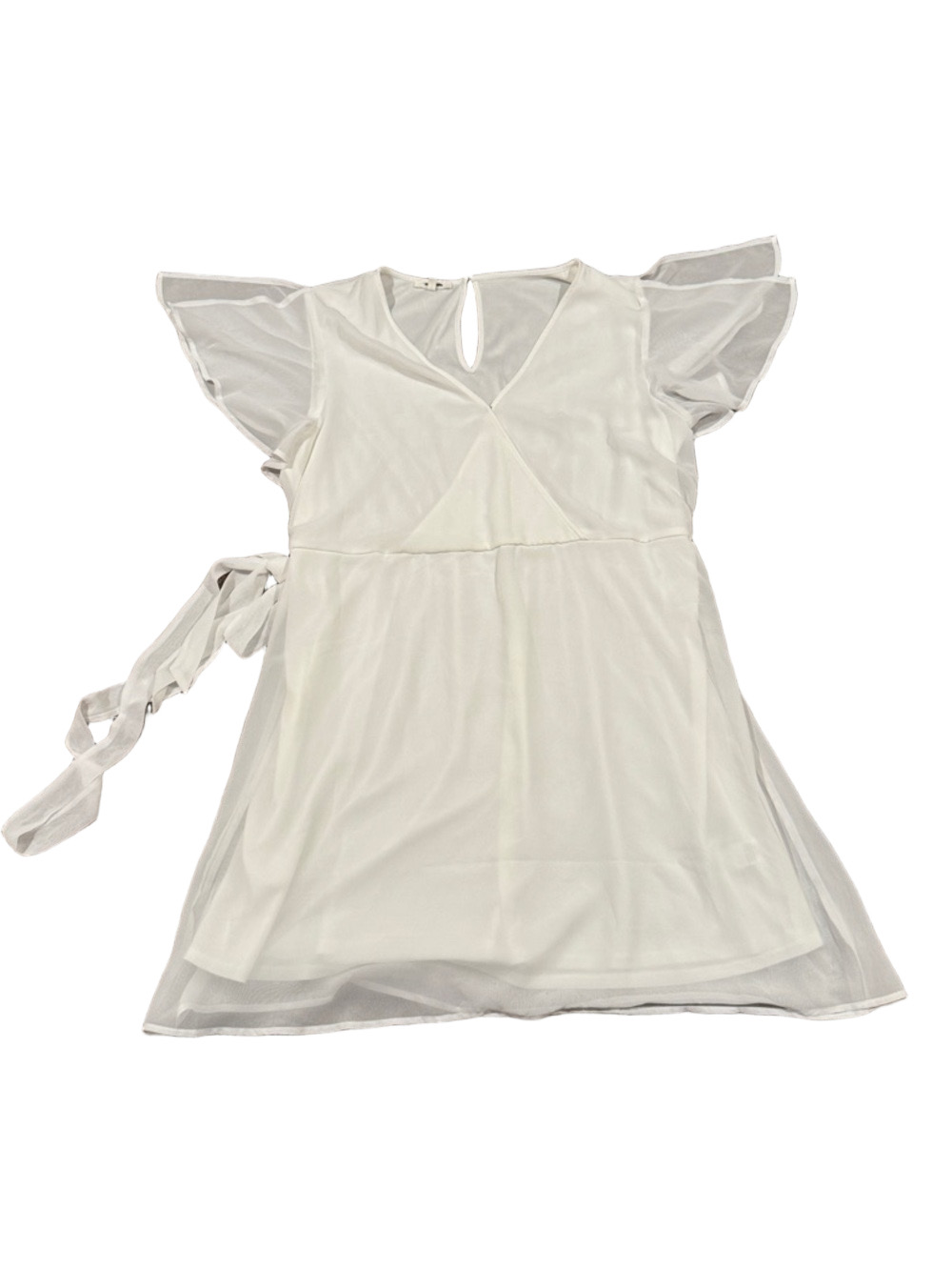 Maurices White Chiffon Flutter Sleeve Wrap Style Mini Dress SIZE XL
